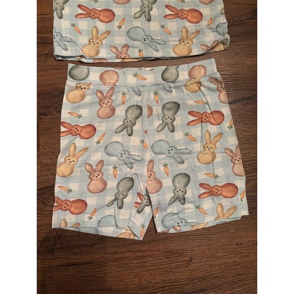 Miozing Aec Pajama Set Unisex Kids Size 5-6Y Blue Bunny Carrot 2pc NWT - Picture 4 of 5